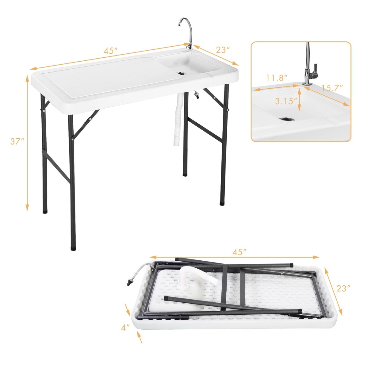 Folding Portable Camping Fishing Hunting Cleaning Cutting Table - Costway - Tables - GTIN06933315548513 - 2