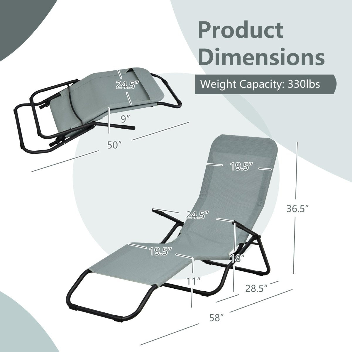 Folding Portable Chaise Lounger with Rocking Design 2 Piece Light Green - Costway - Chairs & Lounges - GTIN - 3