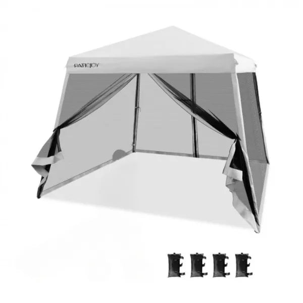 Pop Up Canopy with Mesh Sidewalls and Roller Bag 10x10 Feet