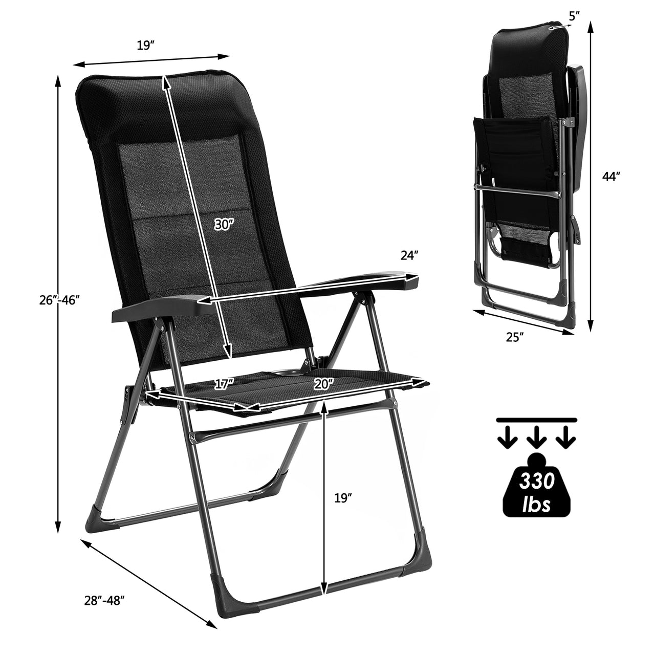 Portable Folding Chairs with Adjustable Headrest for Camping