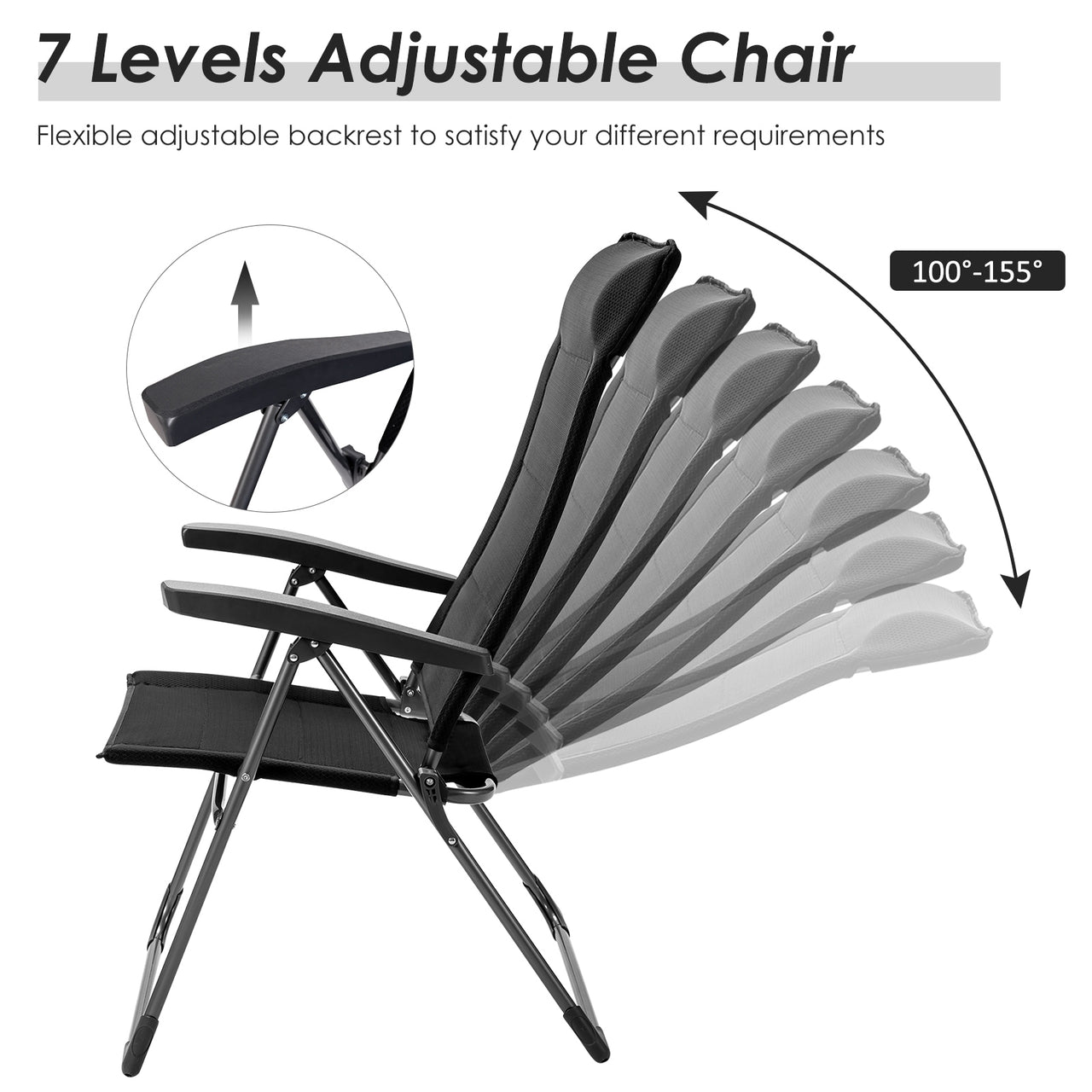 Portable Folding Chairs with Adjustable Headrest for Camping