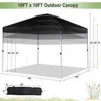 Thumbnail for Pop-up Canopy Tent with Wheeled Carry Bag 3-Tier Adjustable Height 10x10 Feet Black