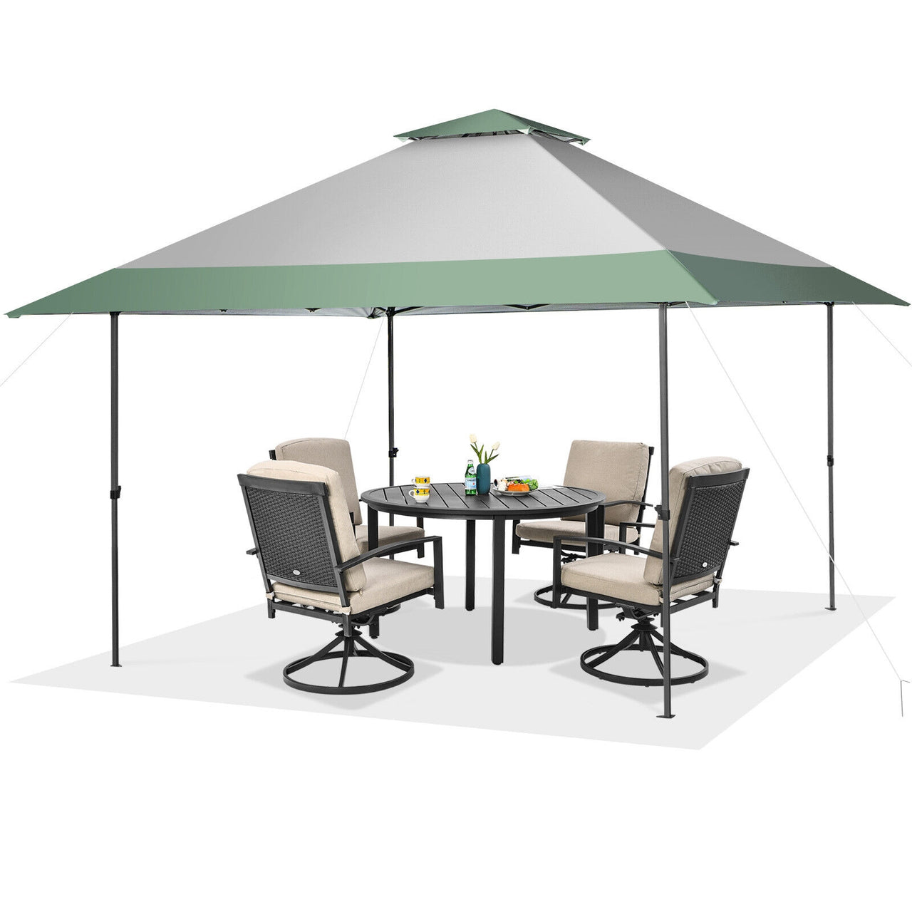 Pop-Up Canopy Tent with Vented Top and Wheeled Storage Bag 13'x13' Grey