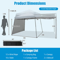 Thumbnail for Portable Pop-up Canopy with Sidewalls & Awnings 10x10 Feet Gray