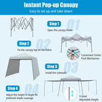 Thumbnail for Portable Pop-up Canopy with Sidewalls & Awnings 10x10 Feet Gray