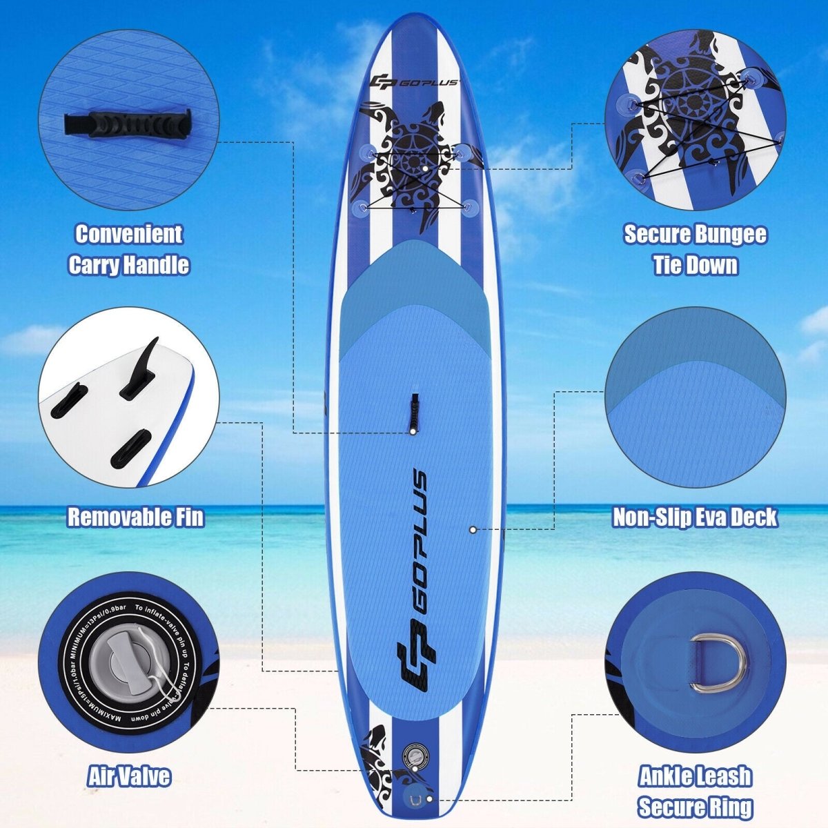 Inflatable Adjustable Paddle Board with Carry Bag 10.6 or 11 Feet - GoPlus - Inflatable Stand - Up Paddleboards - GTIN0736542321623 - 4