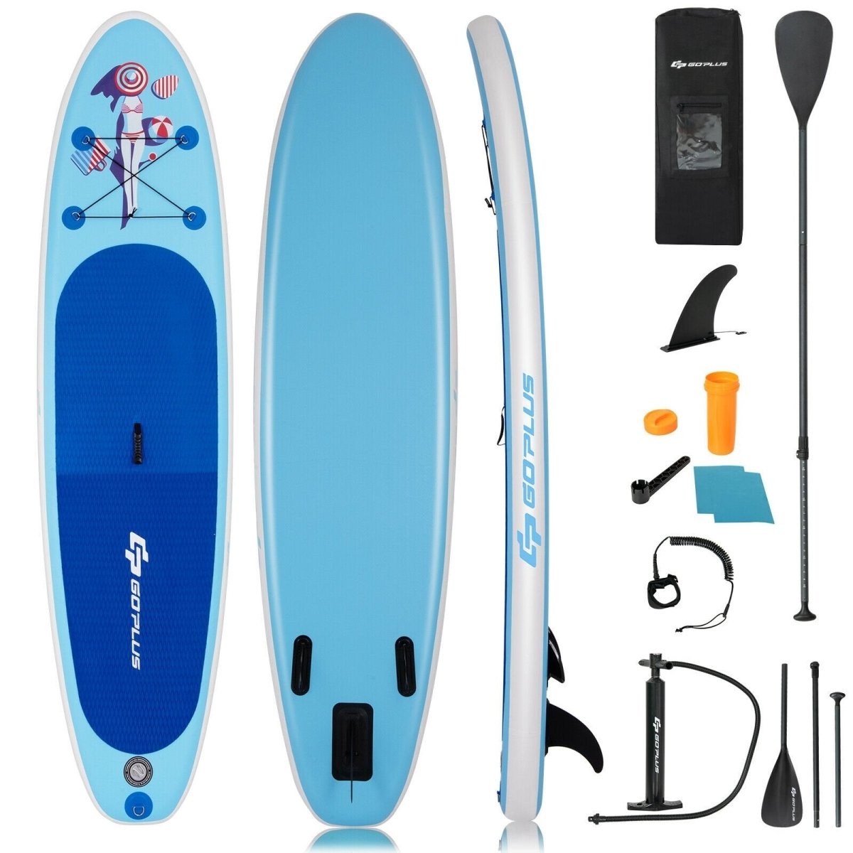 Inflatable Stand Up Paddle Board with Adjustable Paddle Pump 10 Foot - GoPlus - Inflatable Stand - Up Paddleboards - GTIN0796914955597 - 2