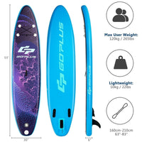 Thumbnail for Inflatable Stand Up Paddle Board with Aluminum Paddle & Pump 11 Feet - GoPlus - Inflatable Stand - Up Paddleboards - GTIN07335697720188 - 3