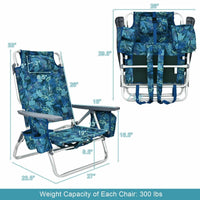 Thumbnail for Outdoor Folding Backpack Beach Reclining Chair with Pillow 5 - Position Set of 4 Navy & Yellow - Costway - Chairs & Lounges - GTIN0376195417211 - 3