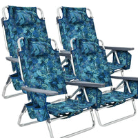 Thumbnail for Outdoor Folding Backpack Beach Reclining Chair with Pillow 5 - Position Set of 4 Navy & Yellow - Costway - Chairs & Lounges - GTIN0376195417211 - 1