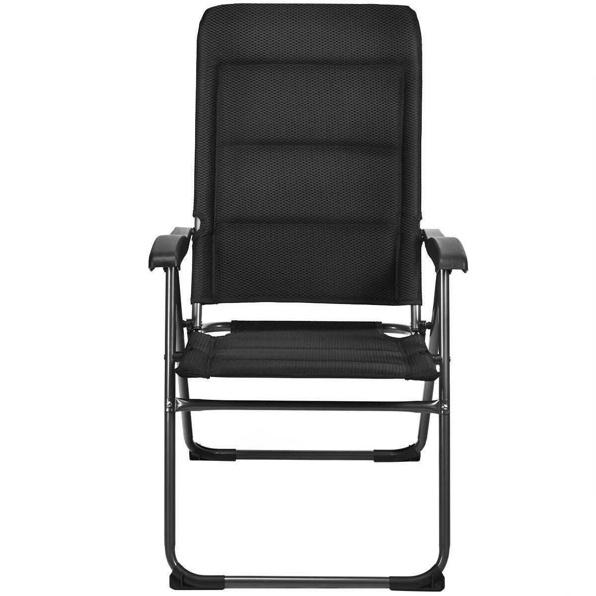 Outdoor Folding Chairs with Adjustable Backrest Set of 2 Black - Costway - Chairs & Lounges - GTIN - 3