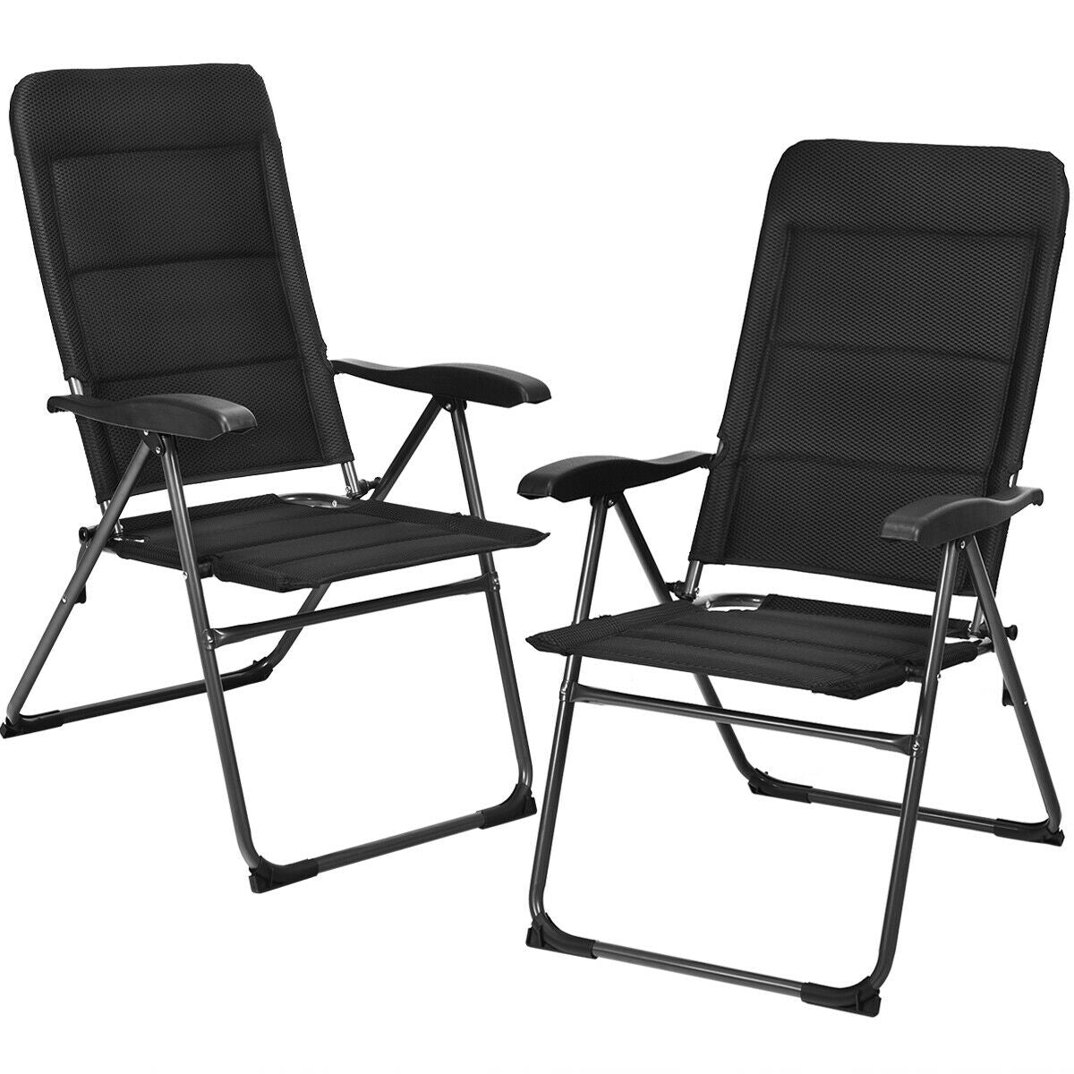 Outdoor Folding Chairs with Adjustable Backrest Set of 2 Black - Costway - Chairs & Lounges - GTIN - 2