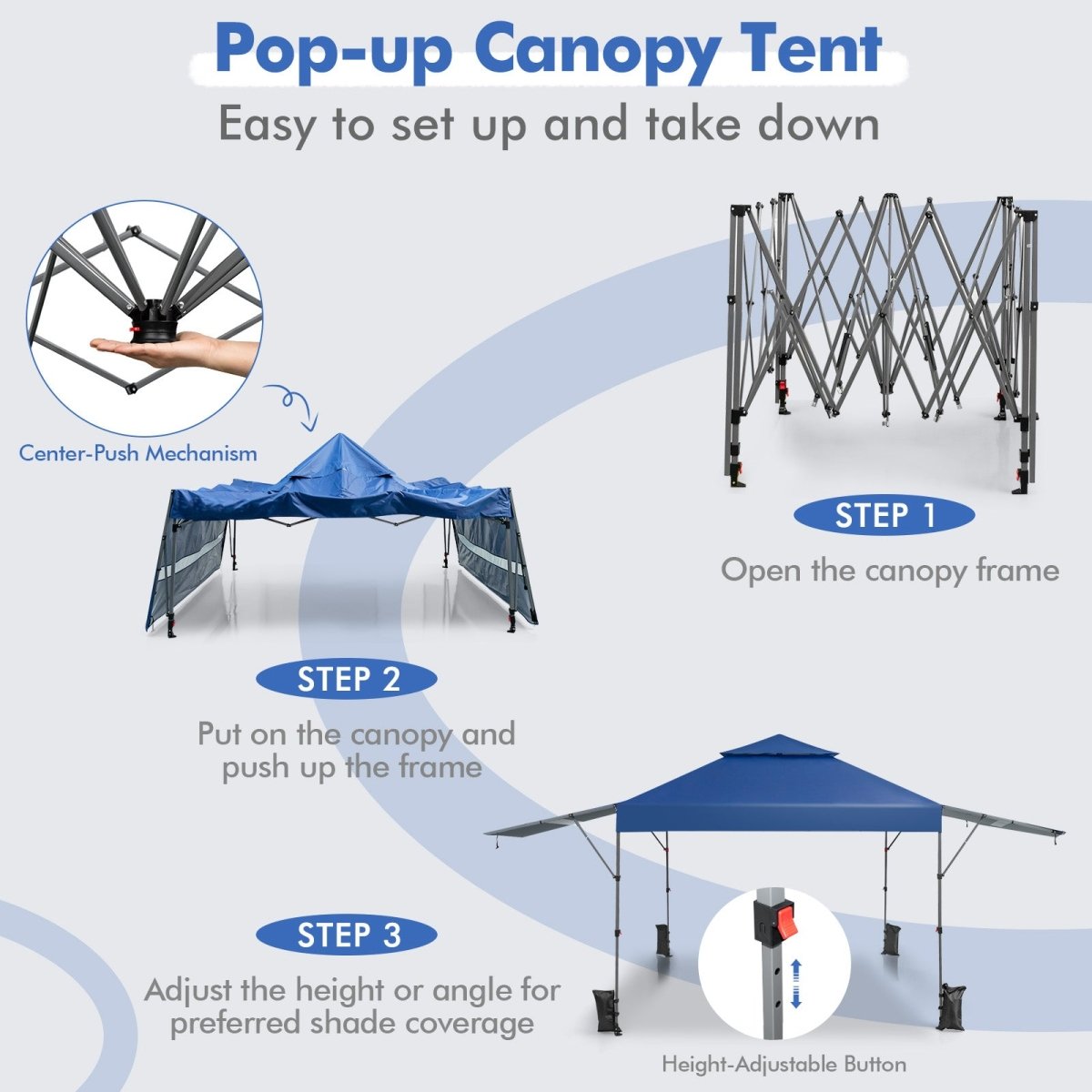 Outdoor Instant Pop - up Canopy Tent with Dual Half Awnings 10x17.6 Feet - Costway - Canopy Tents - GTIN0783501268550 - 7