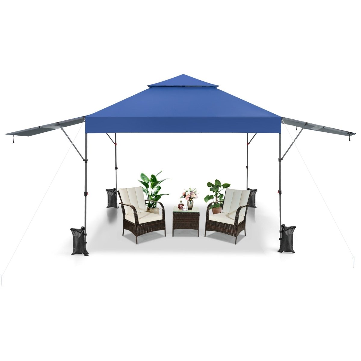 Outdoor Instant Pop - up Canopy Tent with Dual Half Awnings 10x17.6 Feet - Costway - Canopy Tents - GTIN0783501268550 - 4