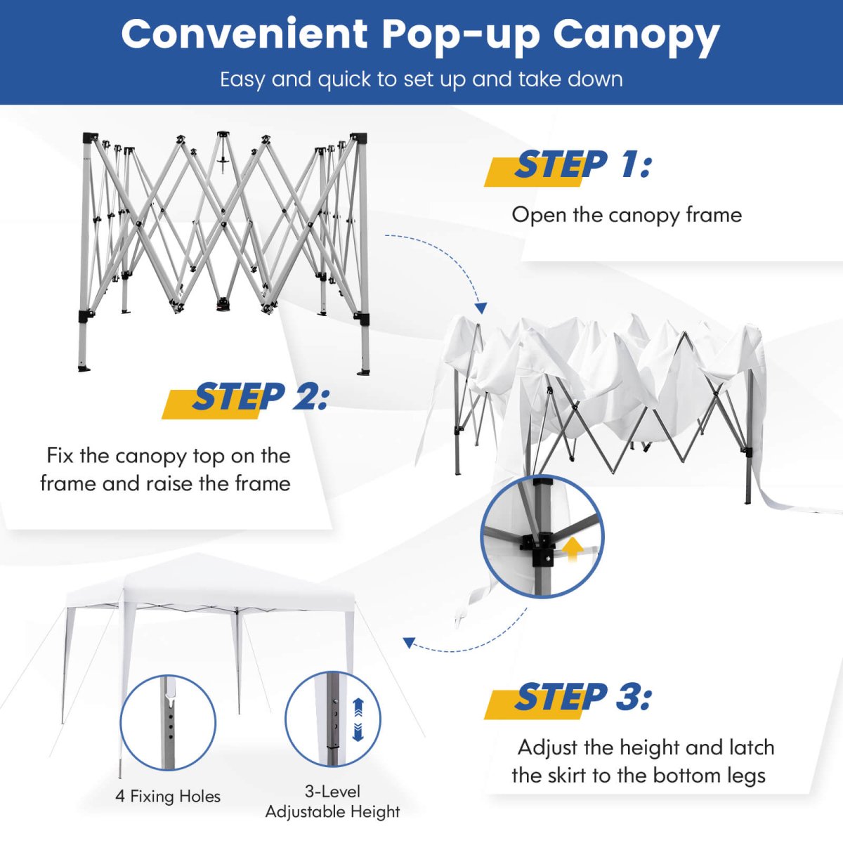 Outdoor Pop - up Canopy Beach Camp 10x10 Feet - Costway - Canopy Tents - GTIN0783501298199 - 3