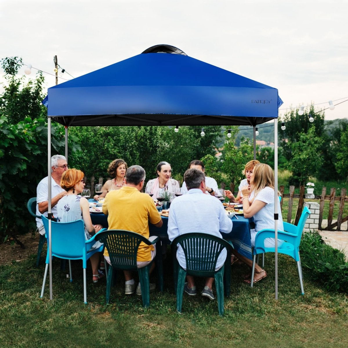 Outdoor Pop - up Canopy with Portable Roller Bag 6.6x6.6 Feet Blue - Patiojoy - Canopy Tents - GTIN06975210521772 - 6