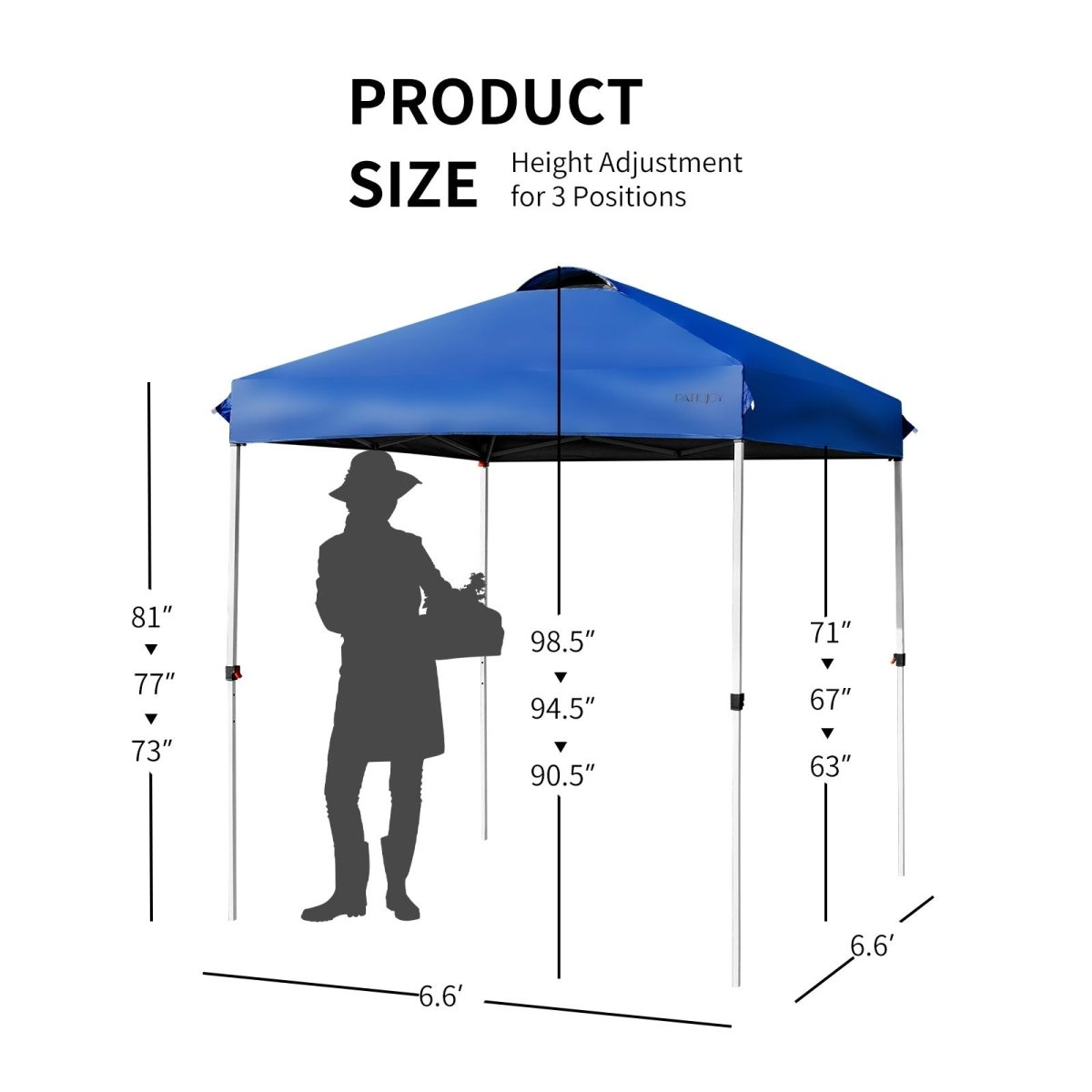 Outdoor Pop - up Canopy with Portable Roller Bag 6.6x6.6 Feet Blue - Patiojoy - Canopy Tents - GTIN06975210521772 - 5