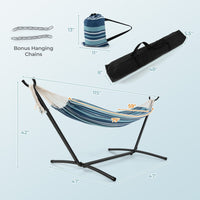 Thumbnail for Portable 2 - Person Hammock with Stand and Carrying Case Blue - Costway - Hammocks & Hanging Chairs - GTIN - 2