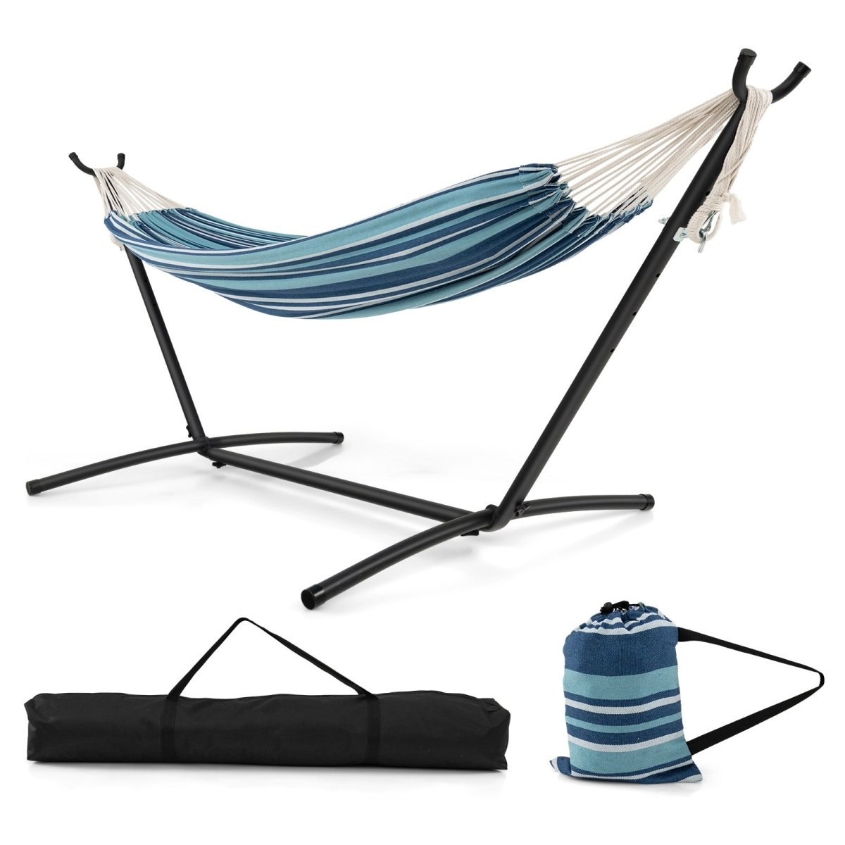 Portable 2 - Person Hammock with Stand and Carrying Case Blue - Costway - Hammocks & Hanging Chairs - GTIN - 1