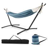 Thumbnail for Portable 2 - Person Hammock with Stand and Carrying Case Blue - Costway - Hammocks & Hanging Chairs - GTIN - 1