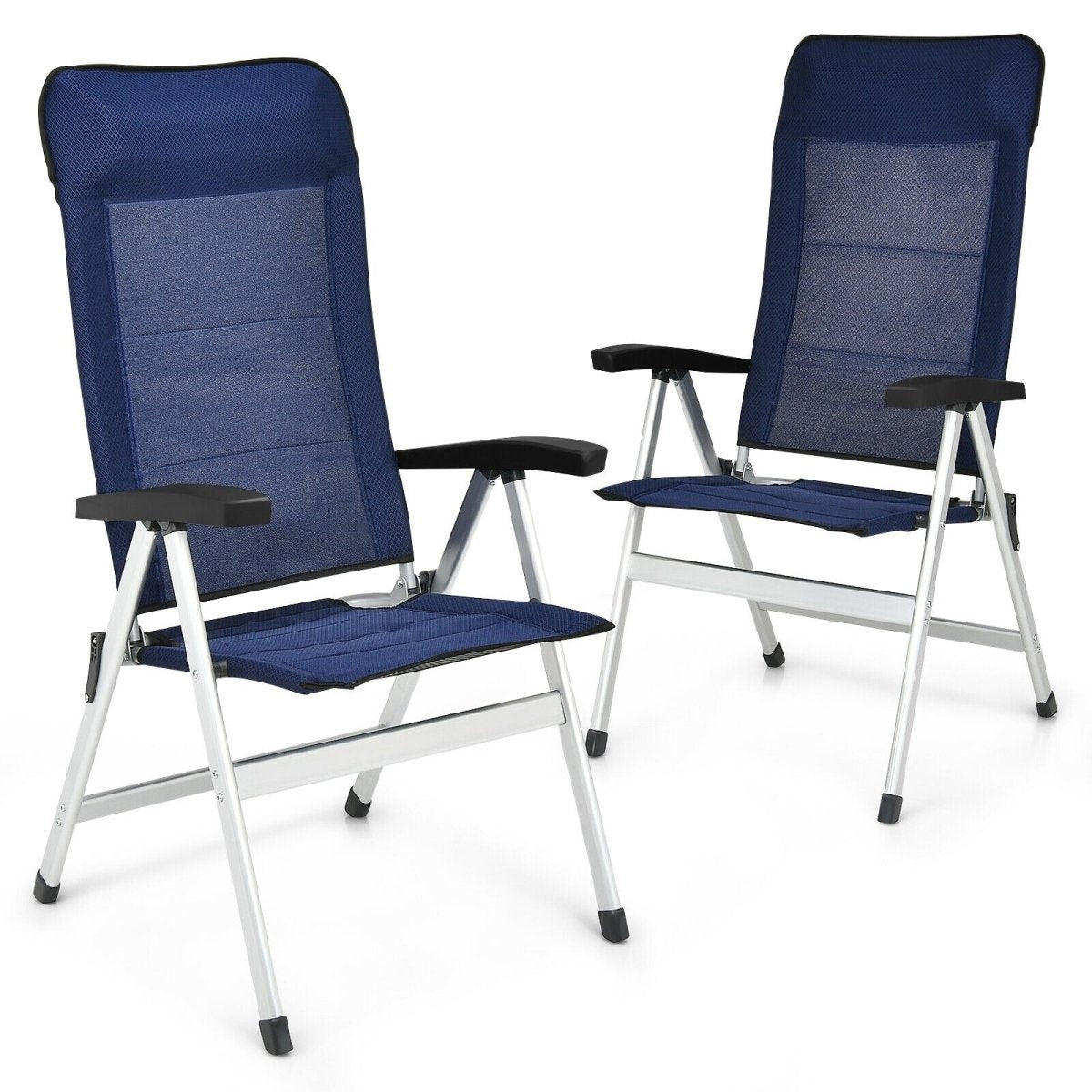 Portable Folding Chairs with Adjustable Headrest Blue 2Piece - Costway - Chairs & Lounges - GTIN - 1