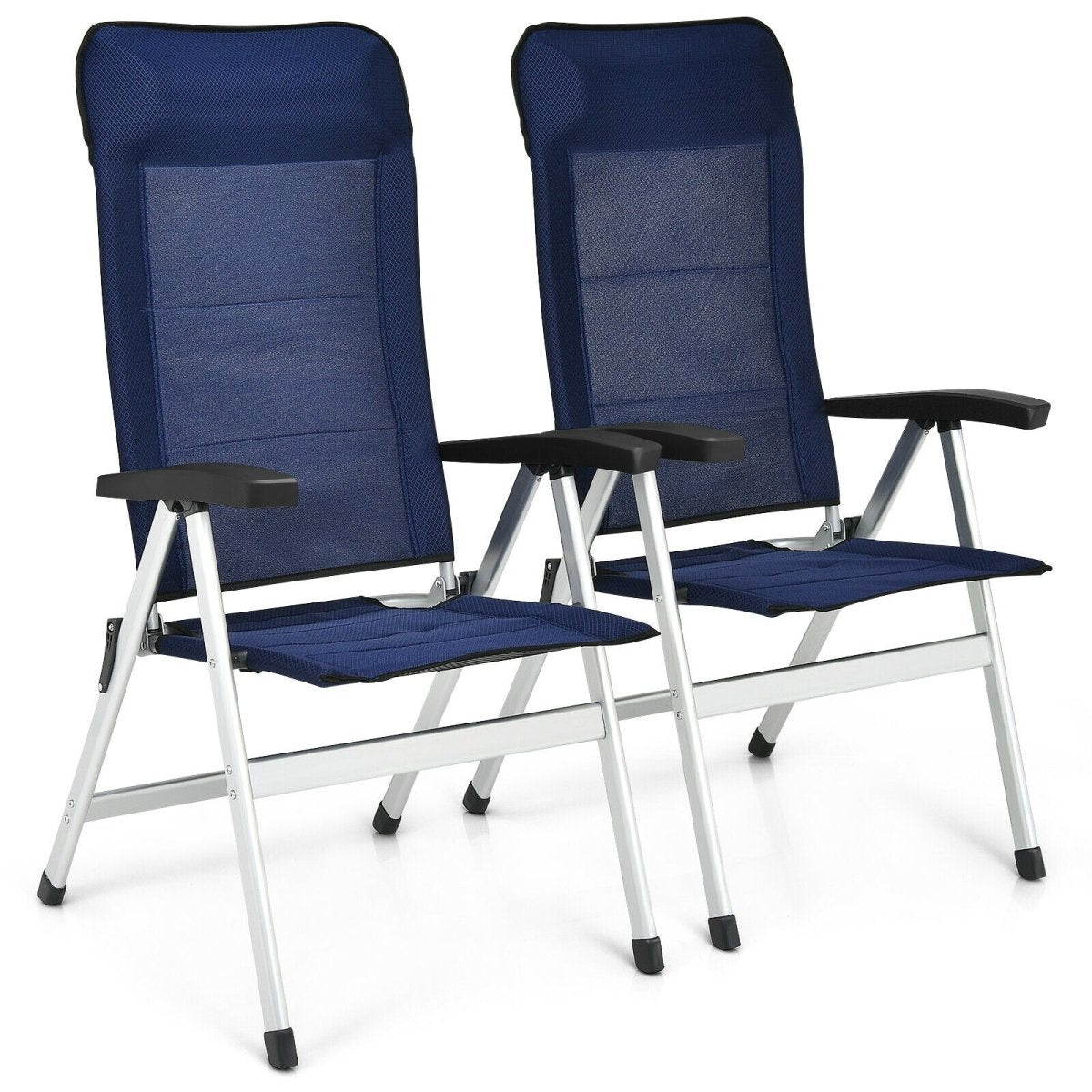 Portable Folding Chairs with Adjustable Headrest Blue 2Piece - Costway - Chairs & Lounges - GTIN - 2