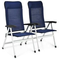 Thumbnail for Portable Folding Chairs with Adjustable Headrest Blue 2Piece - Costway - Chairs & Lounges - GTIN - 2