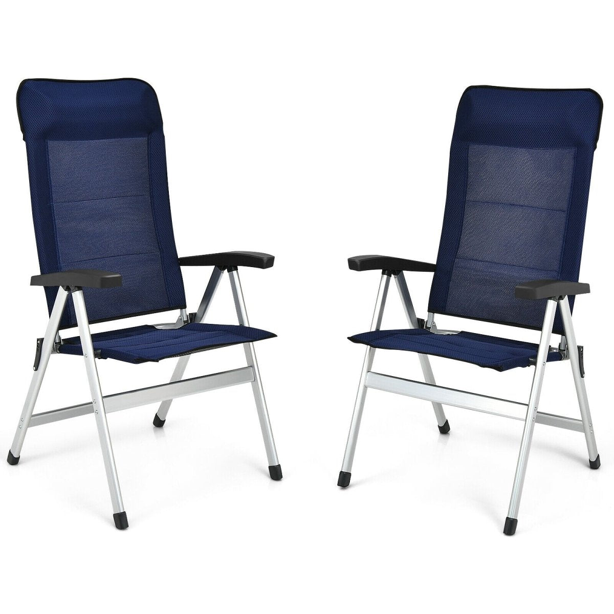 Portable Folding Chairs with Adjustable Headrest Blue 2Piece - Costway - Chairs & Lounges - GTIN - 3