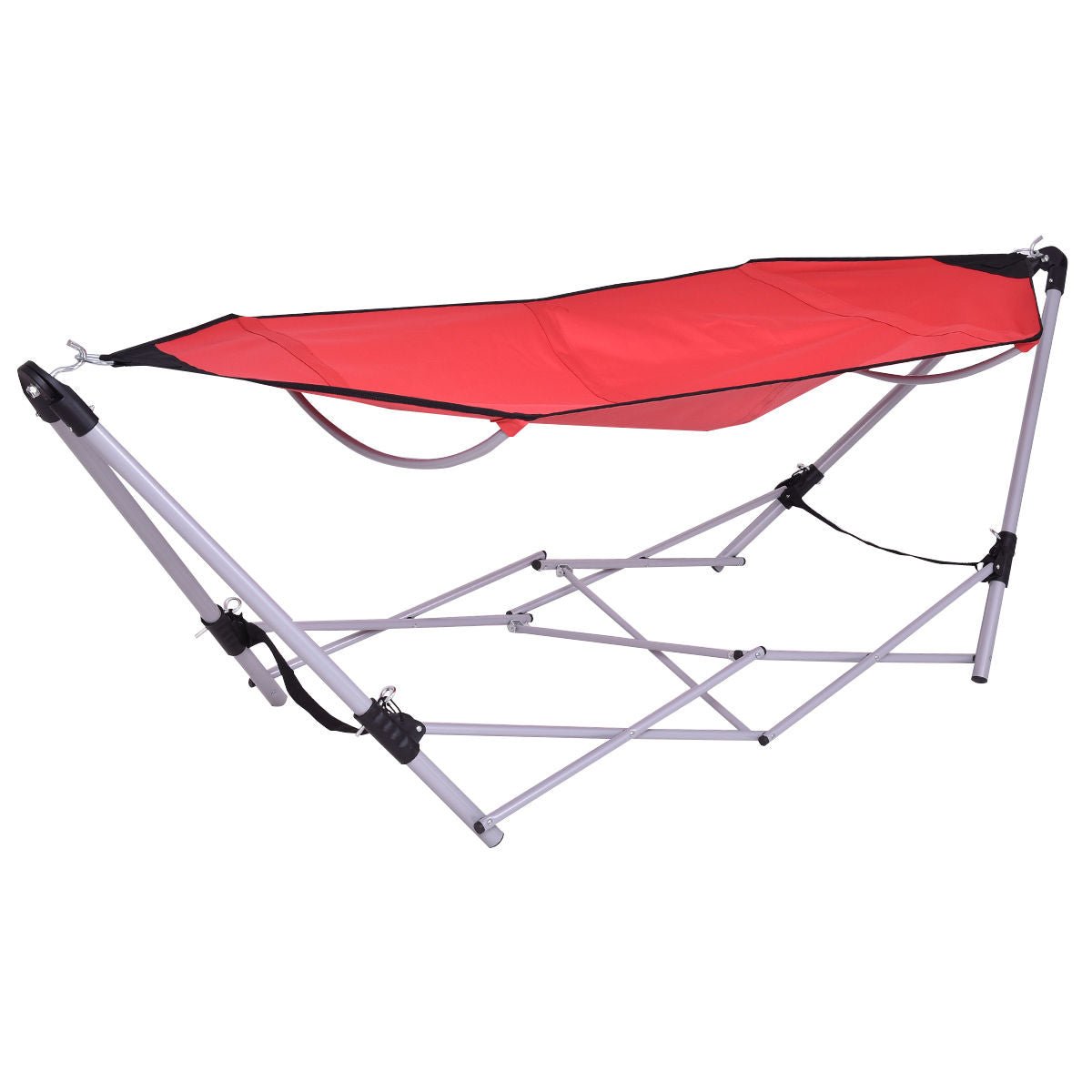 Portable Folding Steel Frame Hammock with Bag Red - Costway - Hammocks & Hanging Chairs - GTIN - 1