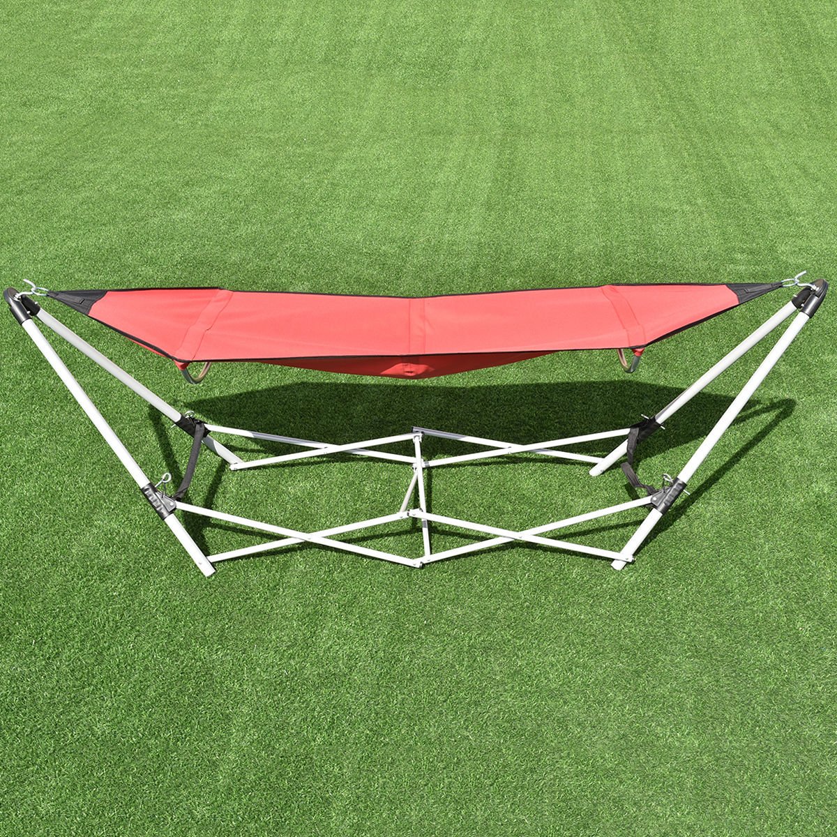 Portable Folding Steel Frame Hammock with Bag Red - Costway - Hammocks & Hanging Chairs - GTIN - 4