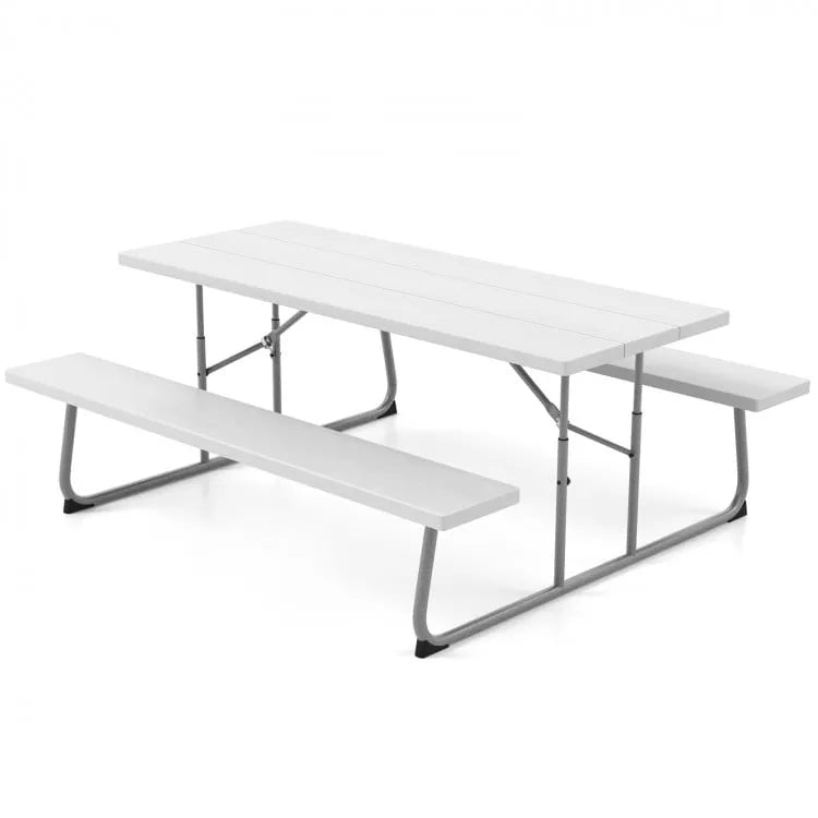 Folding Picnic Table with All-Weather HDPE Tabletop and Umbrella Hole